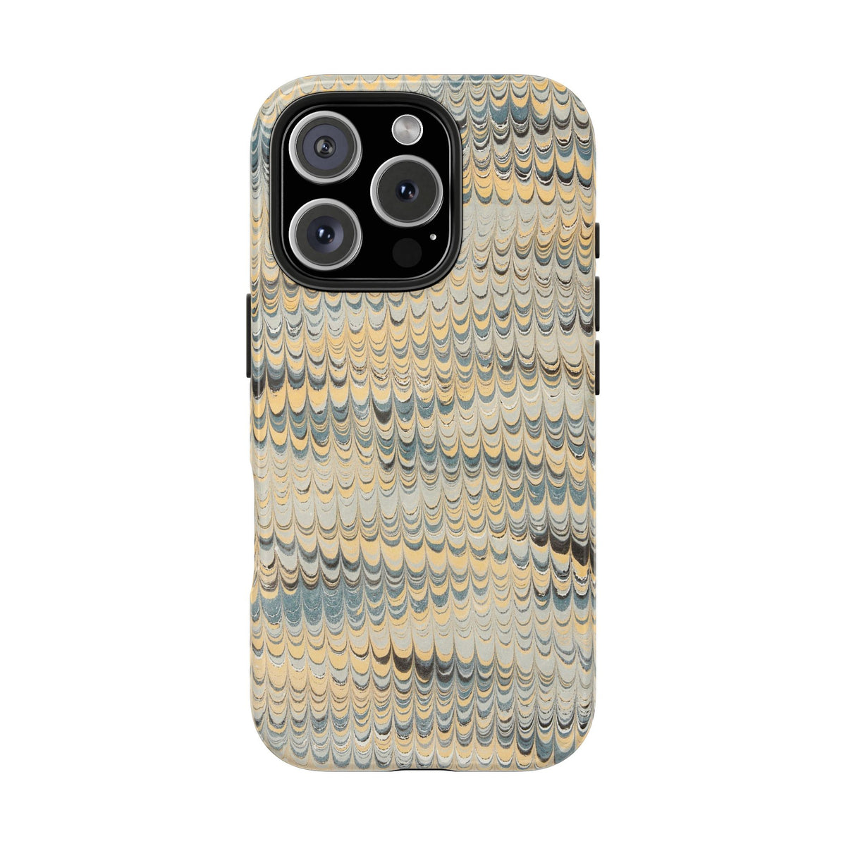 Beige + Grey Scalloped Marbled Tough Phone Case - Dual Layer