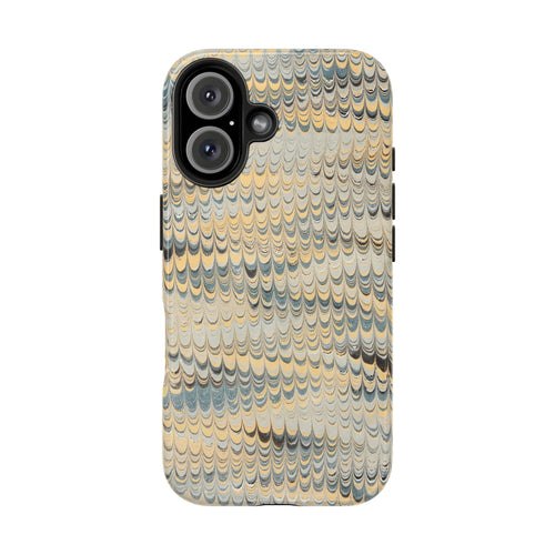 Beige + Grey Scalloped Marbled Tough Phone Case - Dual Layer