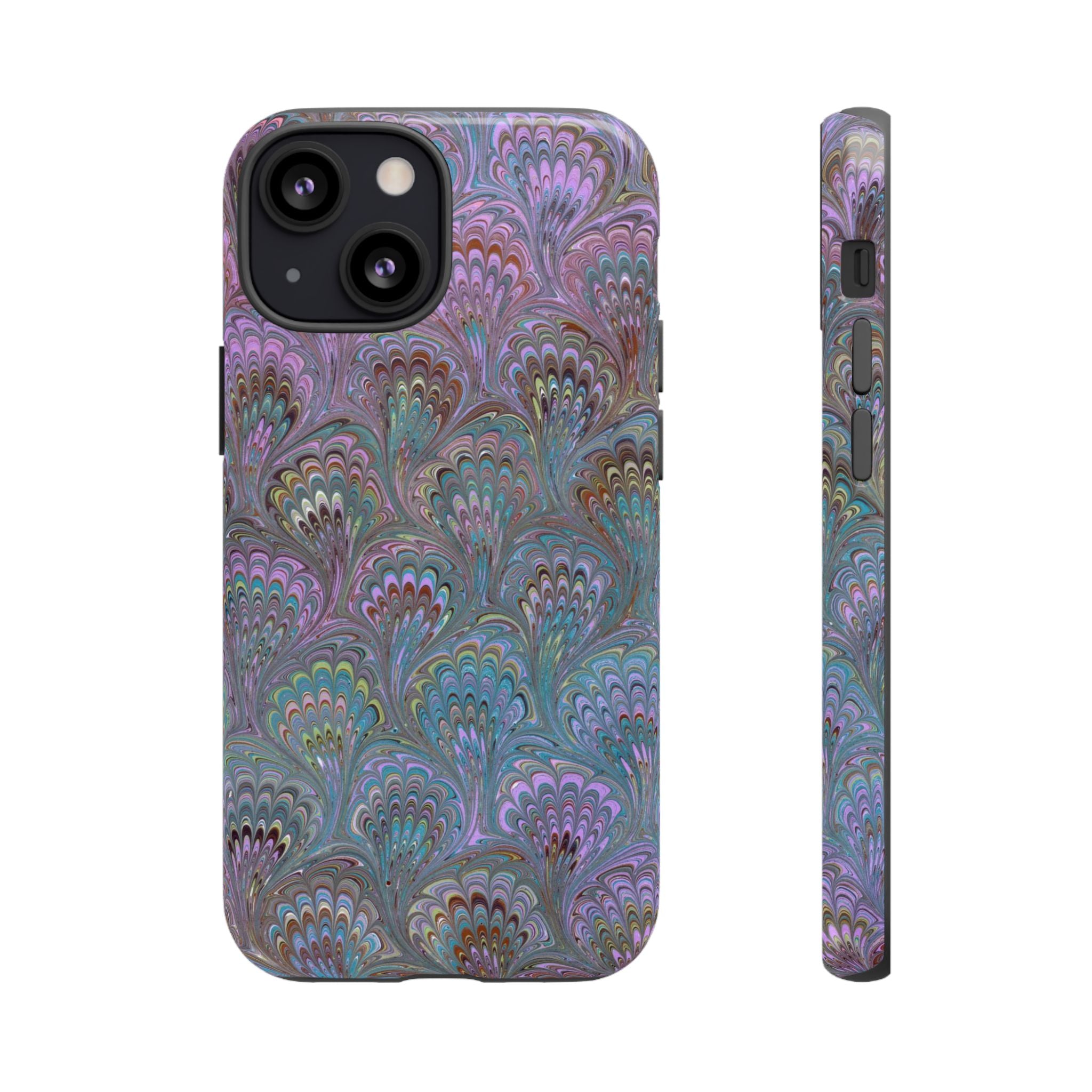 Lavender Marbled Peacock Durable Phone Case - Matte or Glossy