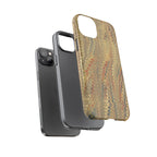 Beige and Blue Marbled Durable Phone Case - Dual Layer - Matte or Glossy