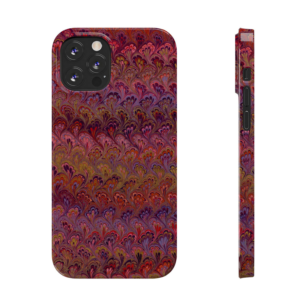 Reds, Lavenders, Marbled VIntage Design, Italian Feather Phone Case, Slim Phone Cases, IPHONE16 and all sizes