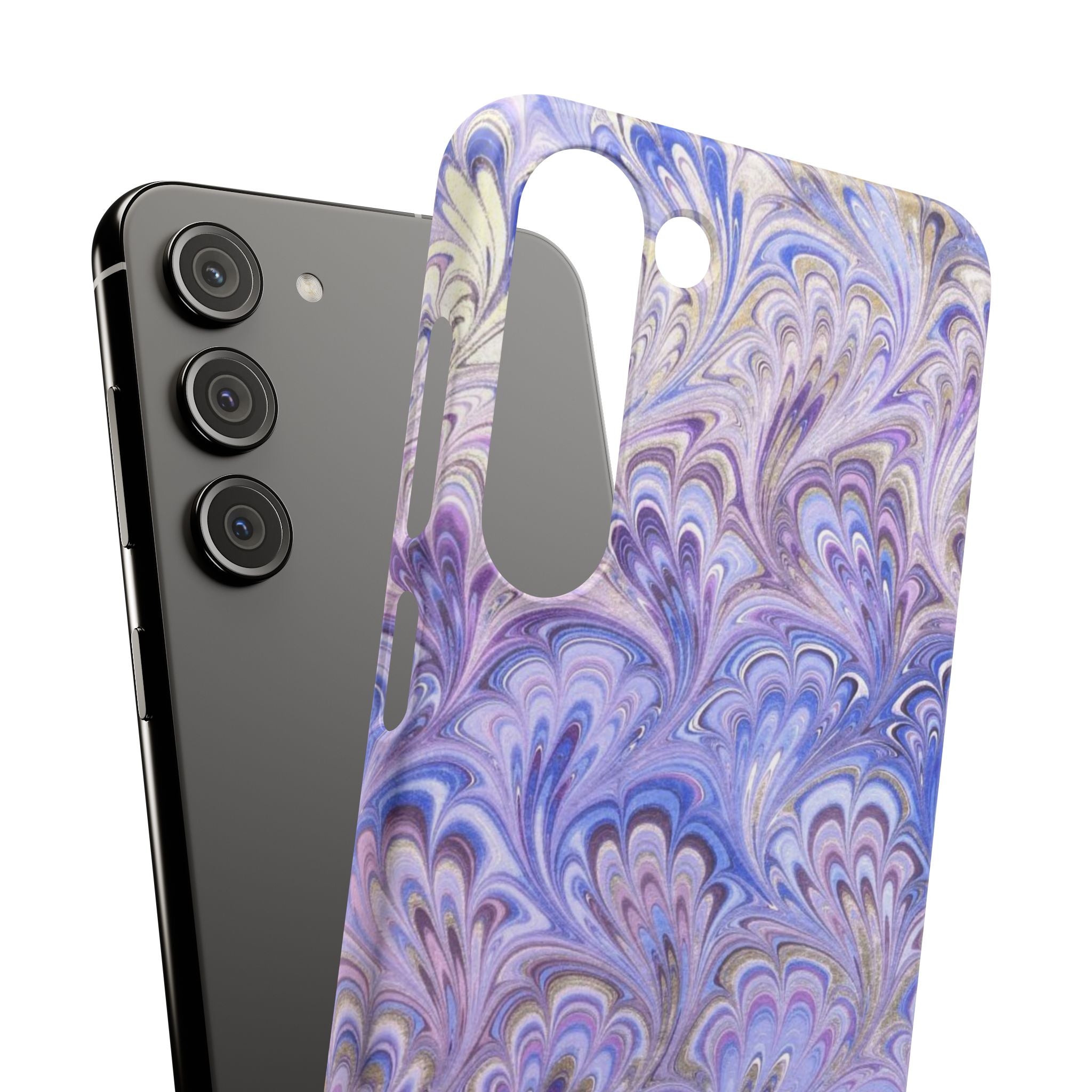 Marbled Feather Lavender + Purple Swirl - Single Layer Slim Phone Case