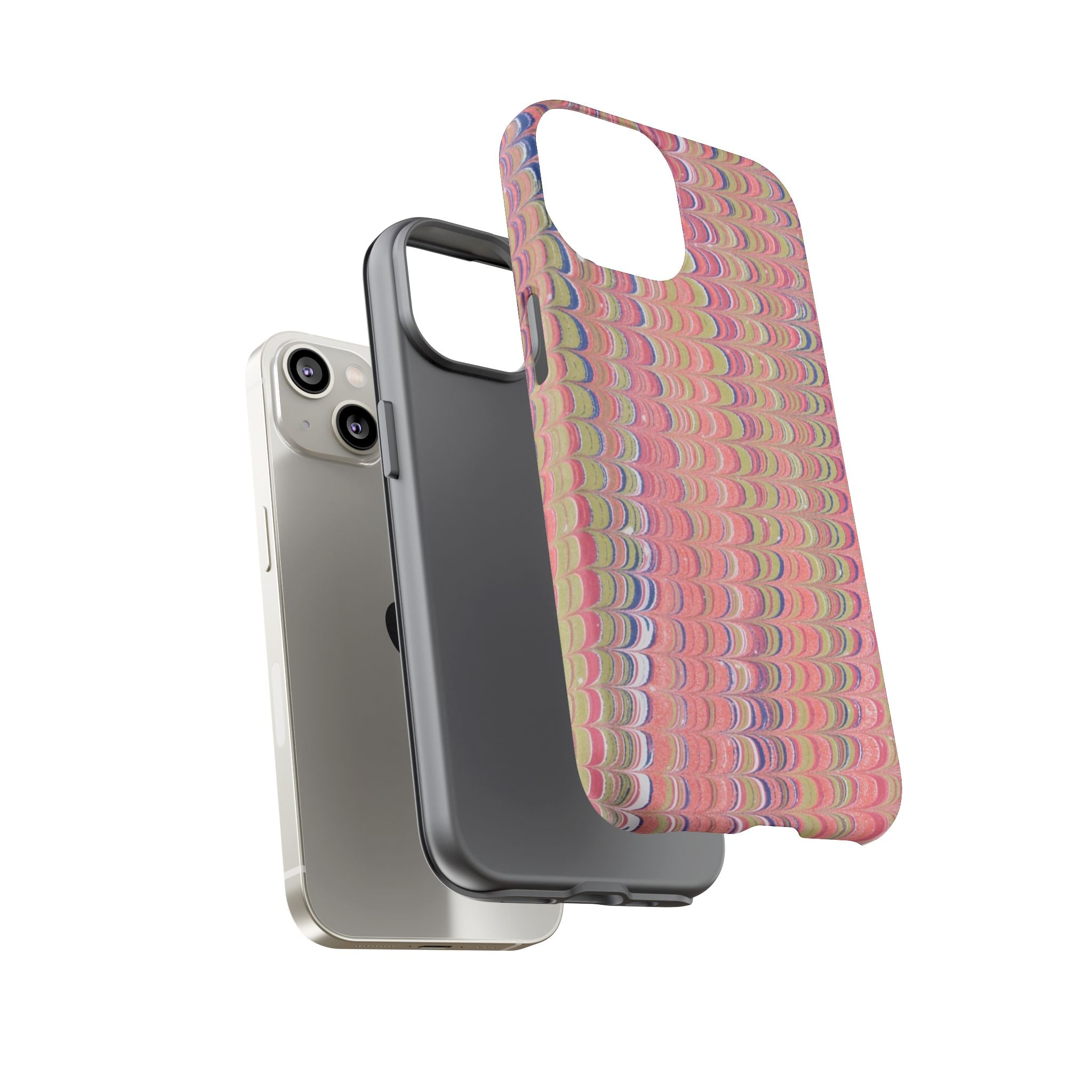 Pink Pastels Feather Marbled Vintage Design iPhone 16 + Samsung + Apple + Google - all models