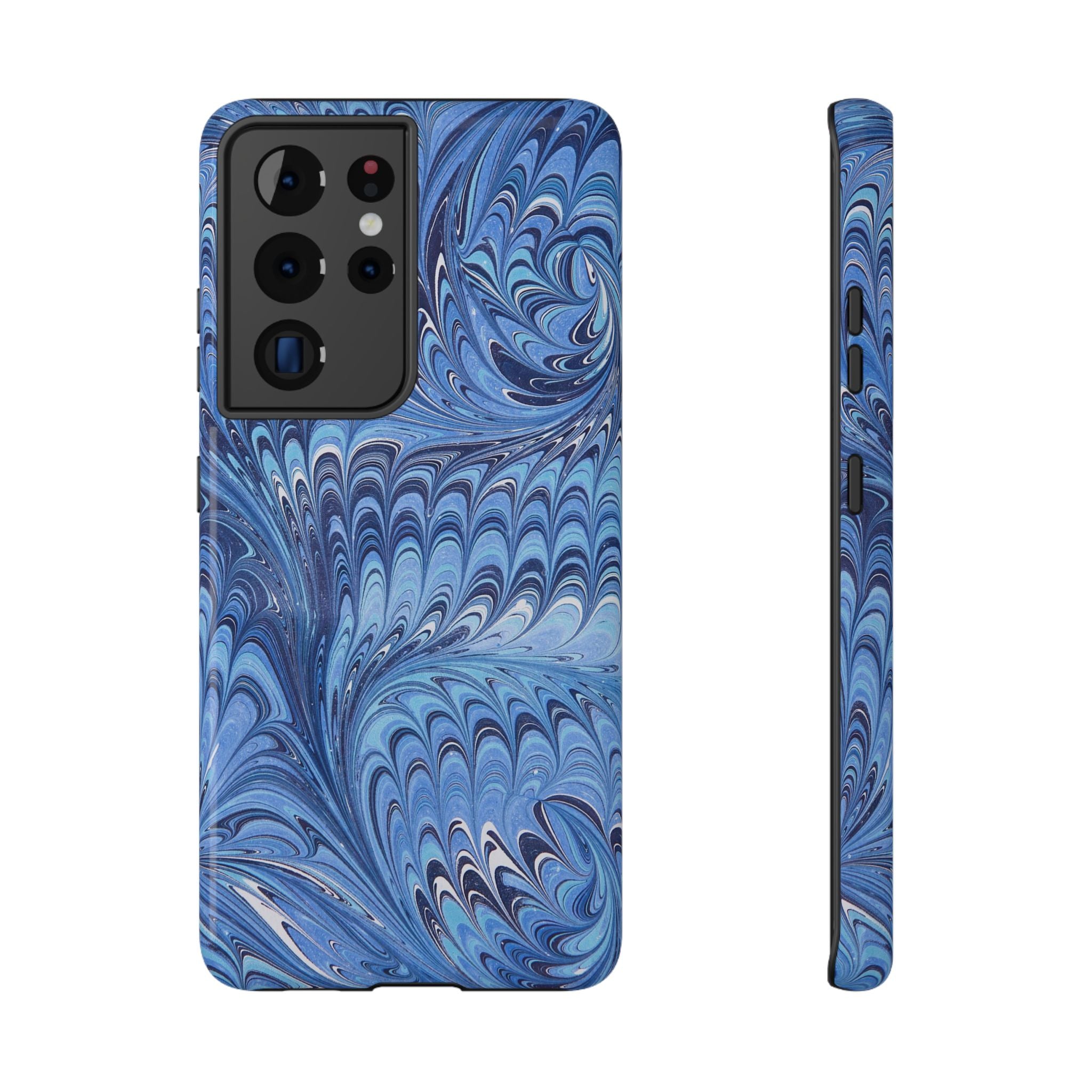 Blue Marbled Swirl Phone Case - Dual Layer Case