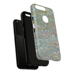 Blue and Green Feather Marbled Phone Case — Dual Layer - Tough Protective Phone Cover