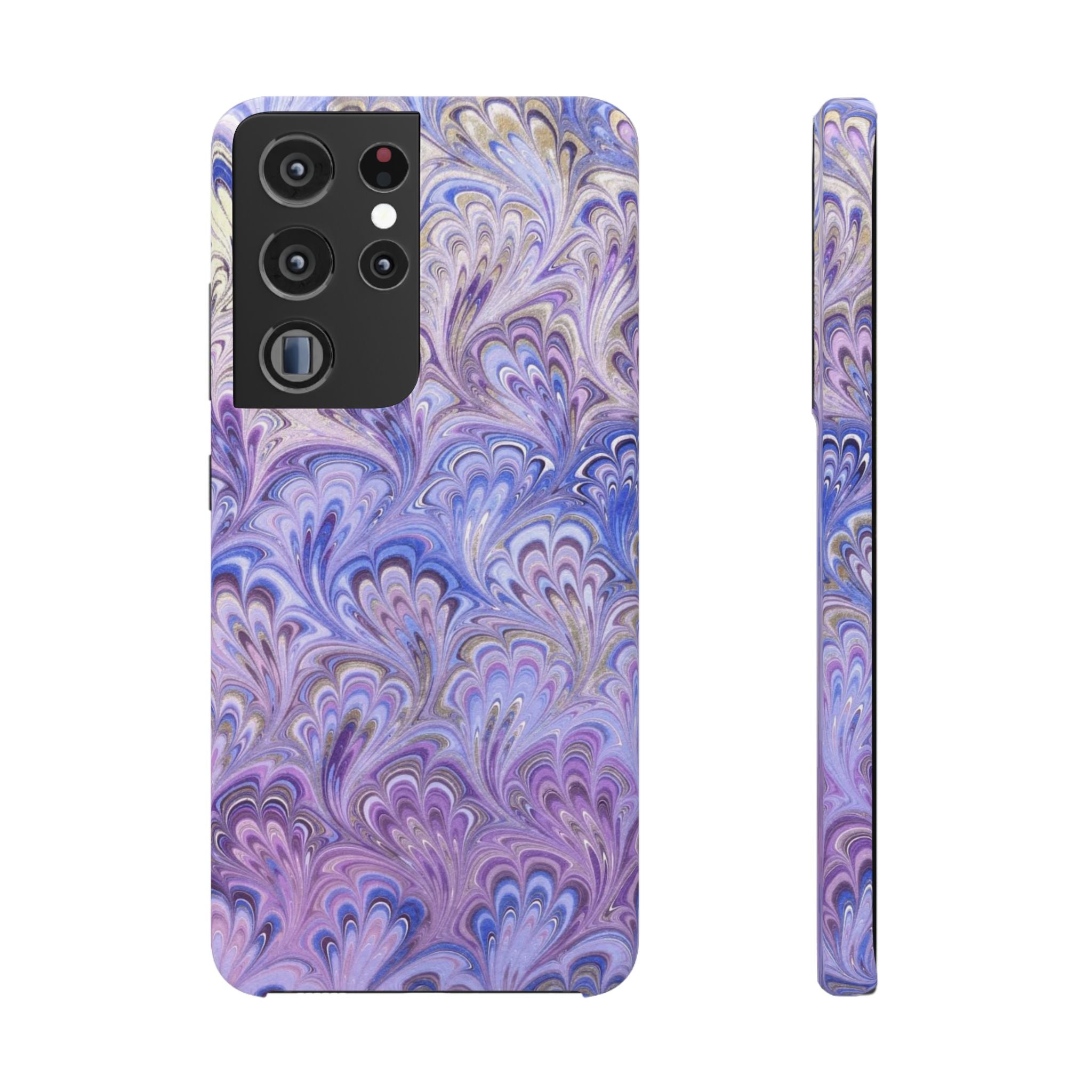 Marbled Feather Lavender + Purple Swirl - Single Layer Slim Phone Case