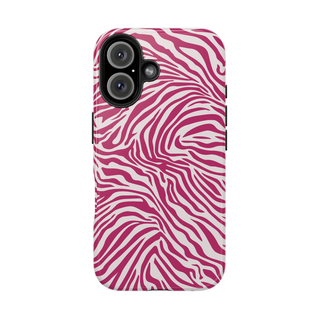 Zebra Print Berry + White - Dual Layer Phone Case