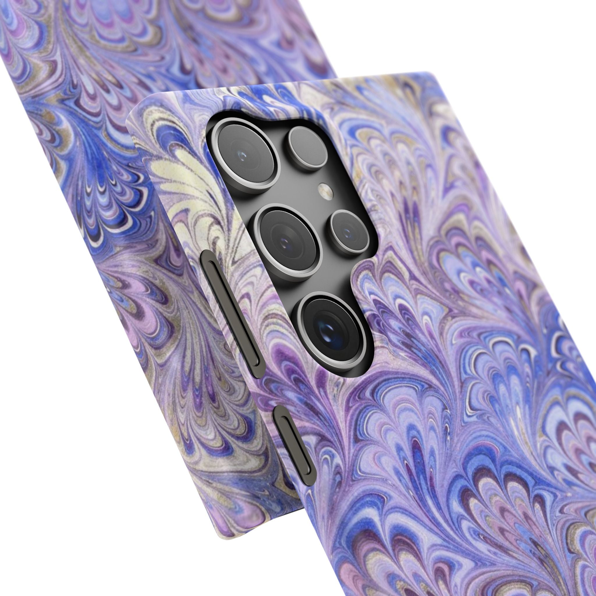 Marbled Feather Lavender + Purple Swirl - Single Layer Slim Phone Case