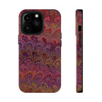Red, Burgundy, Lavender Italian Peacock Feather Design Phone Case