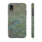 Green Marbled Peacock Durable Phone Case - Matte or Glossy