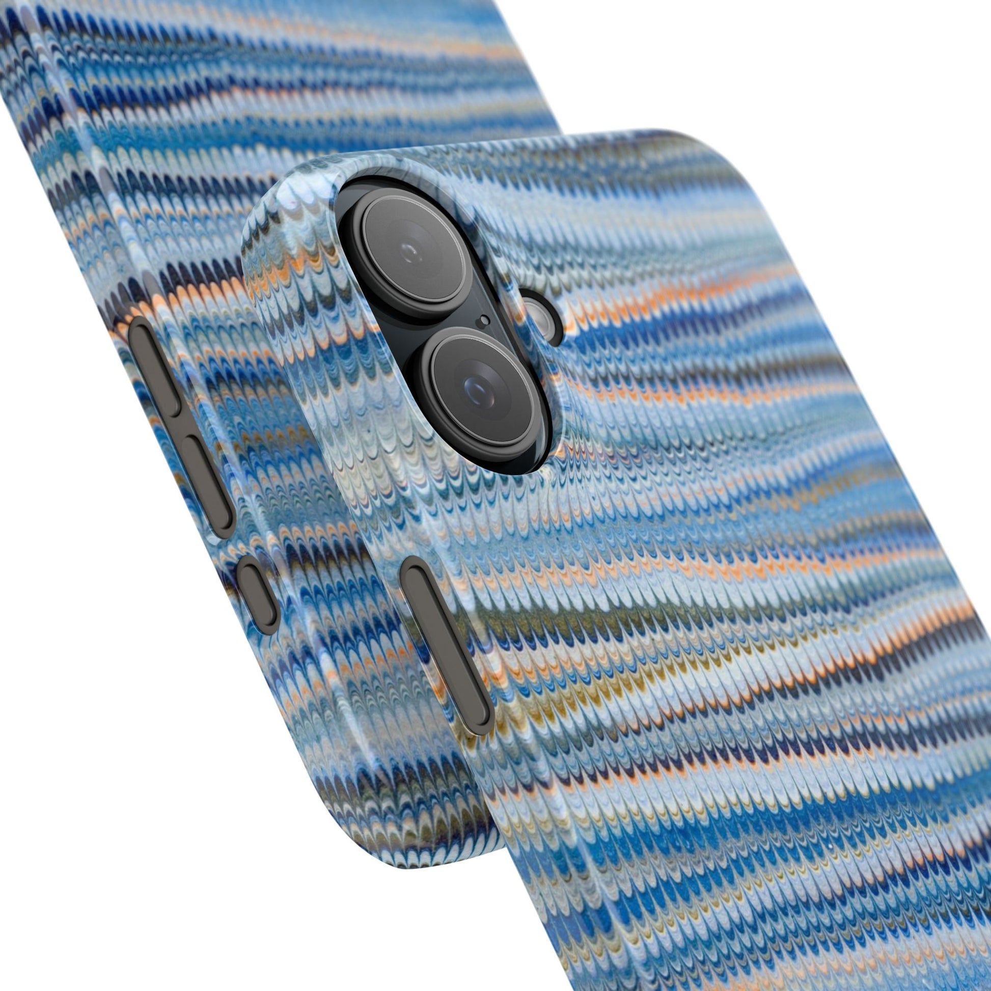 Blue Italian Hand-Painted and Vintage Marbled Inspired Paper Design, Italy Feather Phone Case, iPhone15 Case and all iPhone Case Sizes