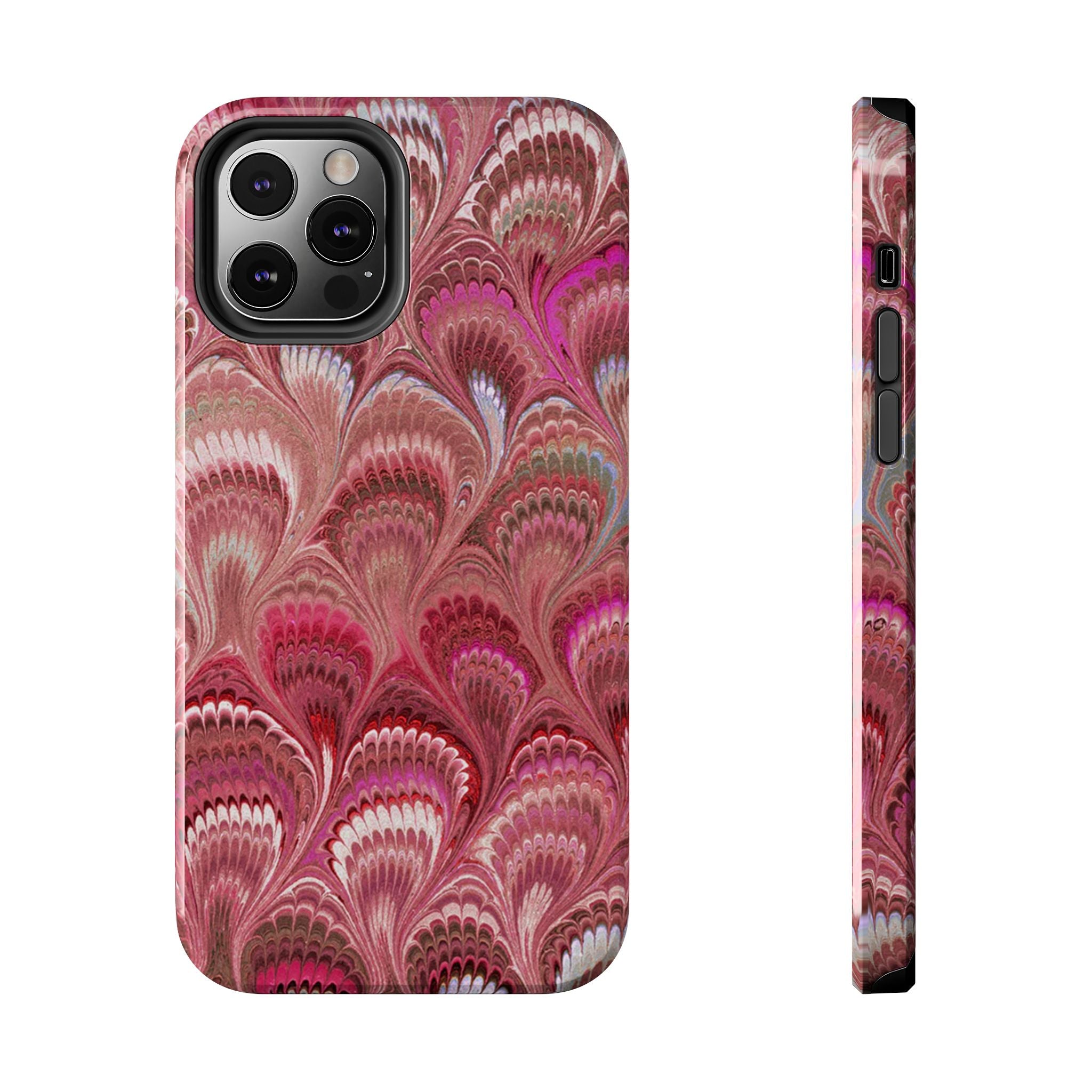 Pink Peacock Marble Italian Tough Phone Case — Durable Marbled Phone Case