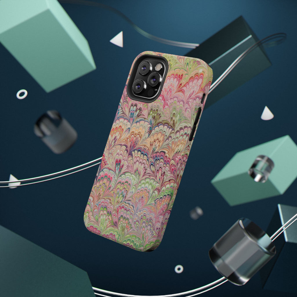 Marbled Pastel Pink and Green Impact-Resistant Phone Case for Apple + Samsung