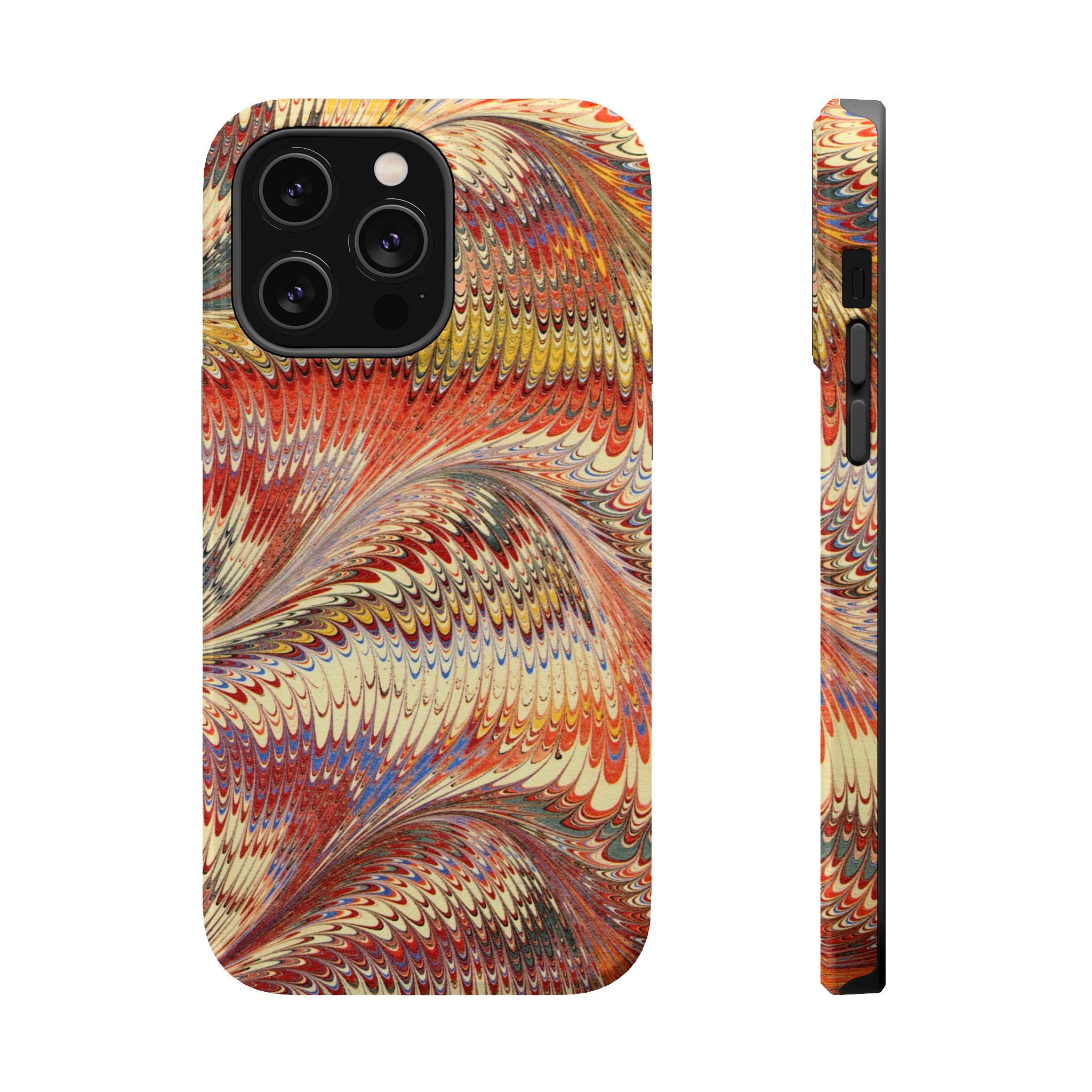 Rust + Gold Italian Marbled Design Magnetic MAG SAFE - Dual Layer Case - Glossy or Matte