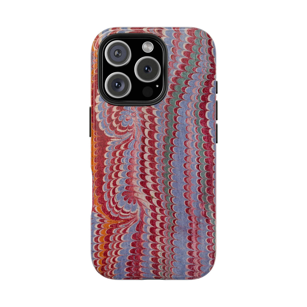 Burgundy + Lavender Swirls Peacock Marbled Tough Phone Case - Dual Layer