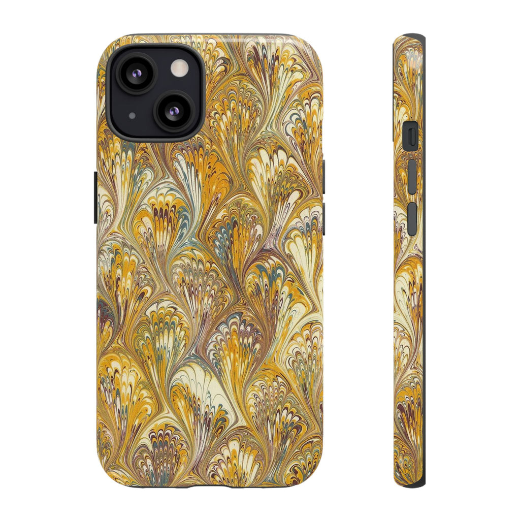 Golden Yellow Marbled Italian Phone Case - Dual Layer - Matte or Glossy