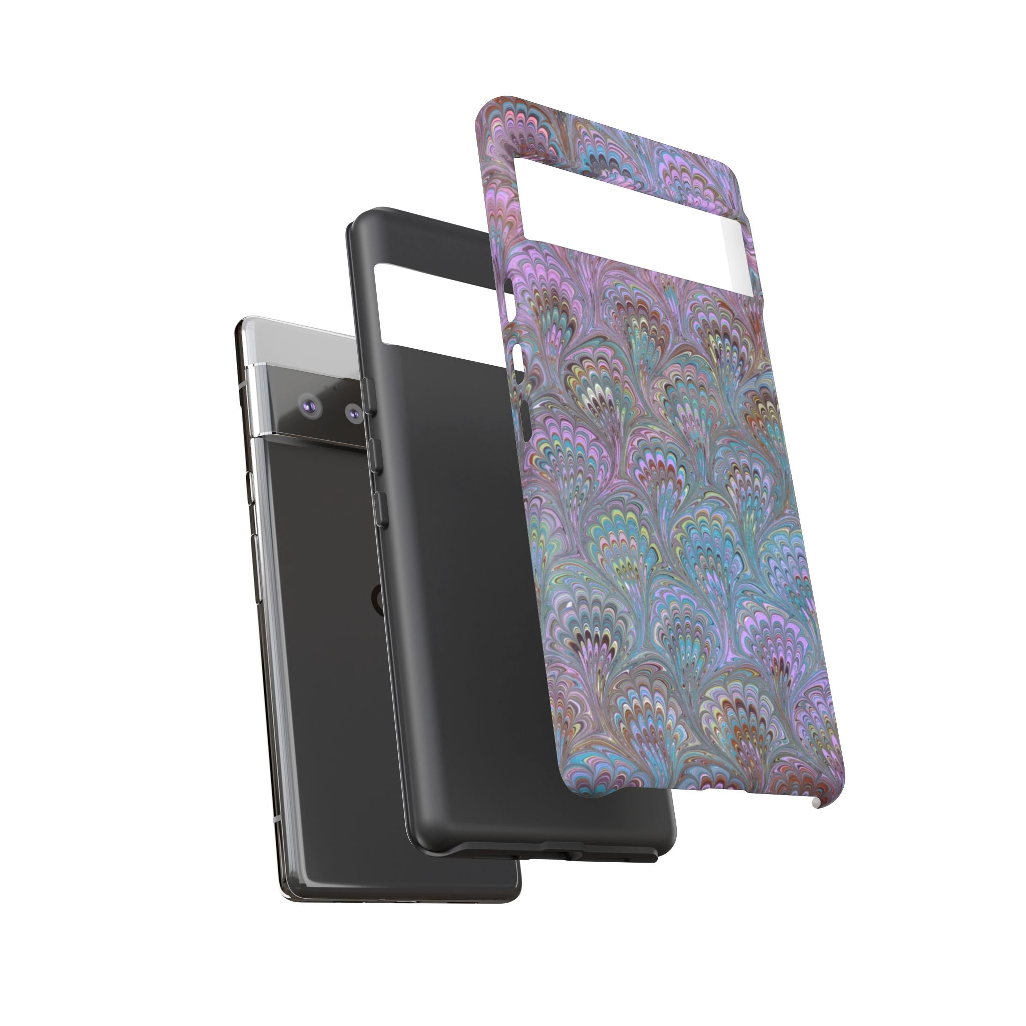 Lavender Marbled Peacock Durable Phone Case - Matte or Glossy