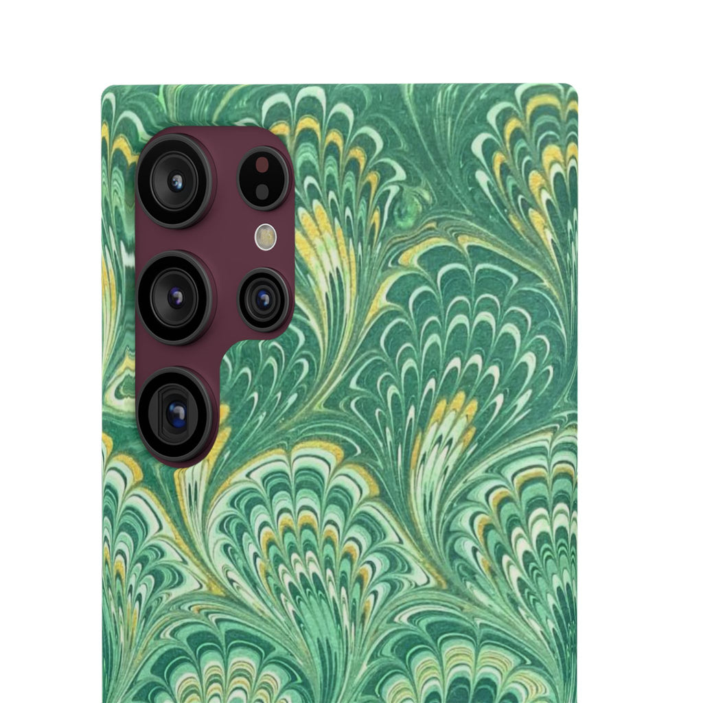 Marbled Feather Green Swirl - Single Layer Slim Phone Case