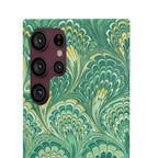 Marbled Feather Green Swirl - Single Layer Slim Phone Case