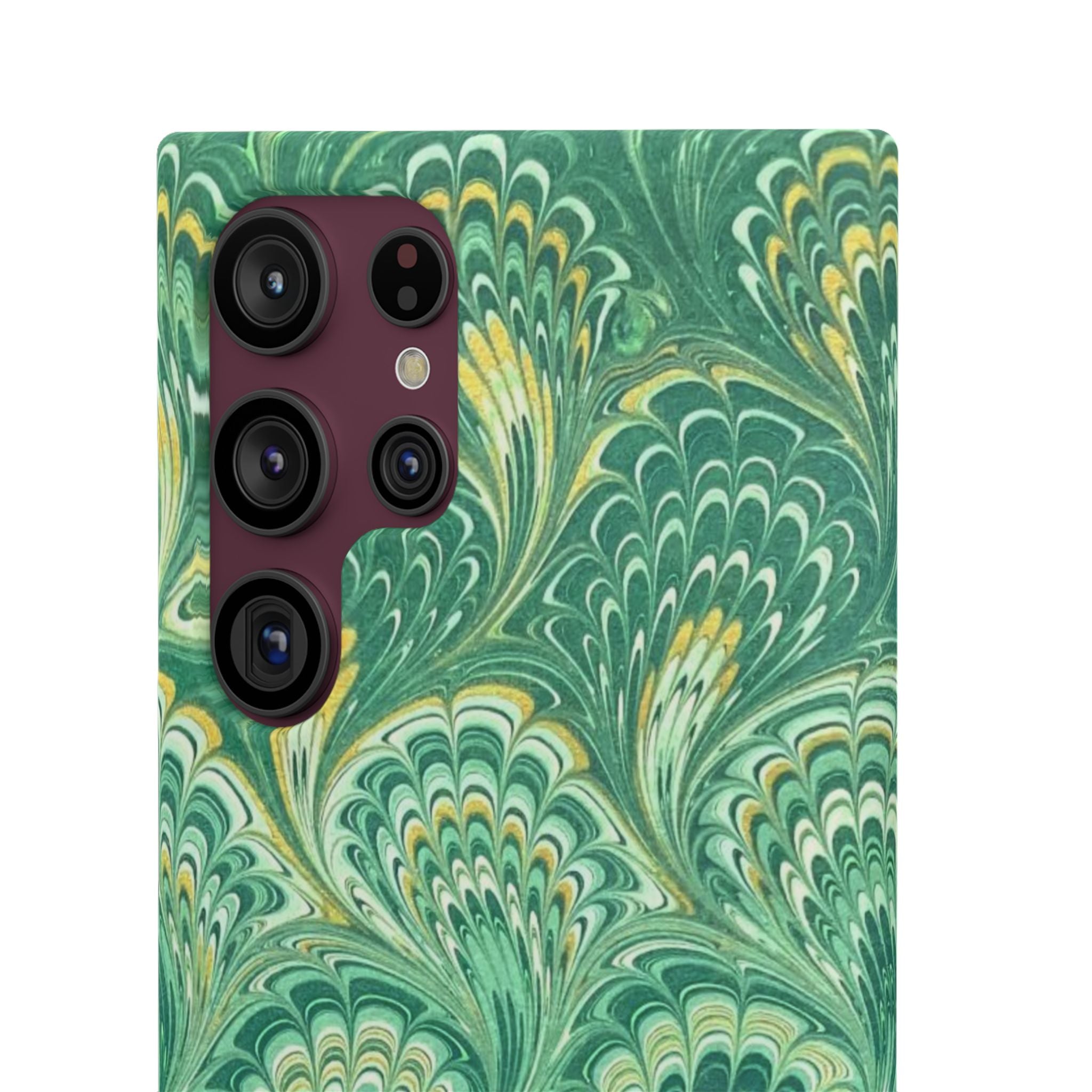 Marbled Feather Green Swirl - Single Layer Slim Phone Case