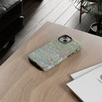 Blue and Green Feather Marbled Phone Case — Dual Layer - Tough Protective Phone Cover