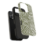 Zebra Print Olive + White - Dual Layer Phone Case