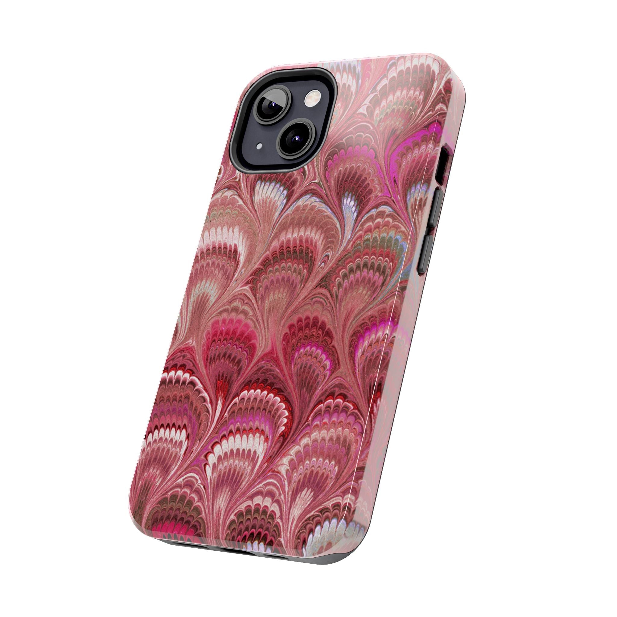 Pink Peacock Marble Italian Tough Phone Case — Durable Marbled Phone Case