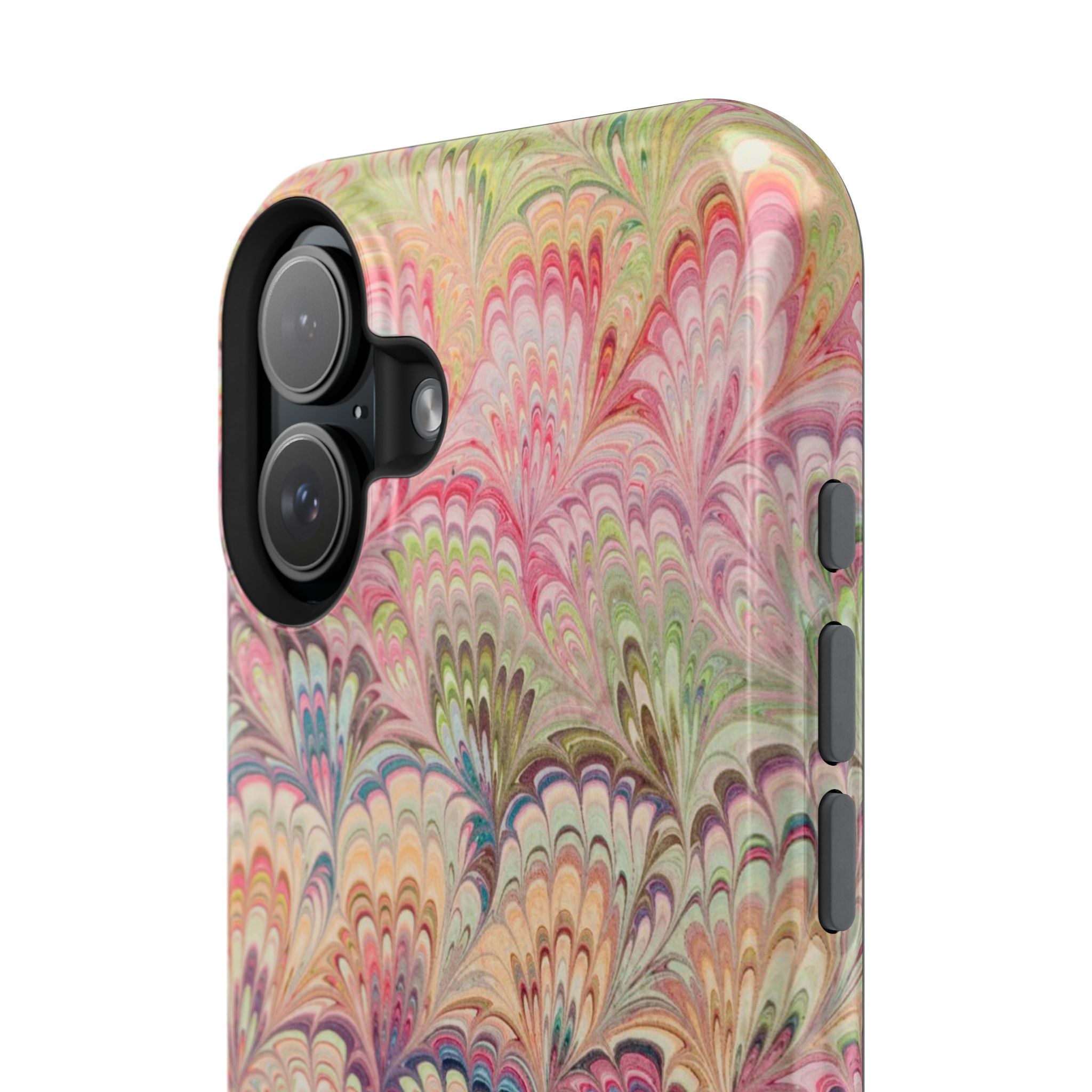 Marbled Pastel Pink and Green Impact-Resistant Phone Case for Apple + Samsung