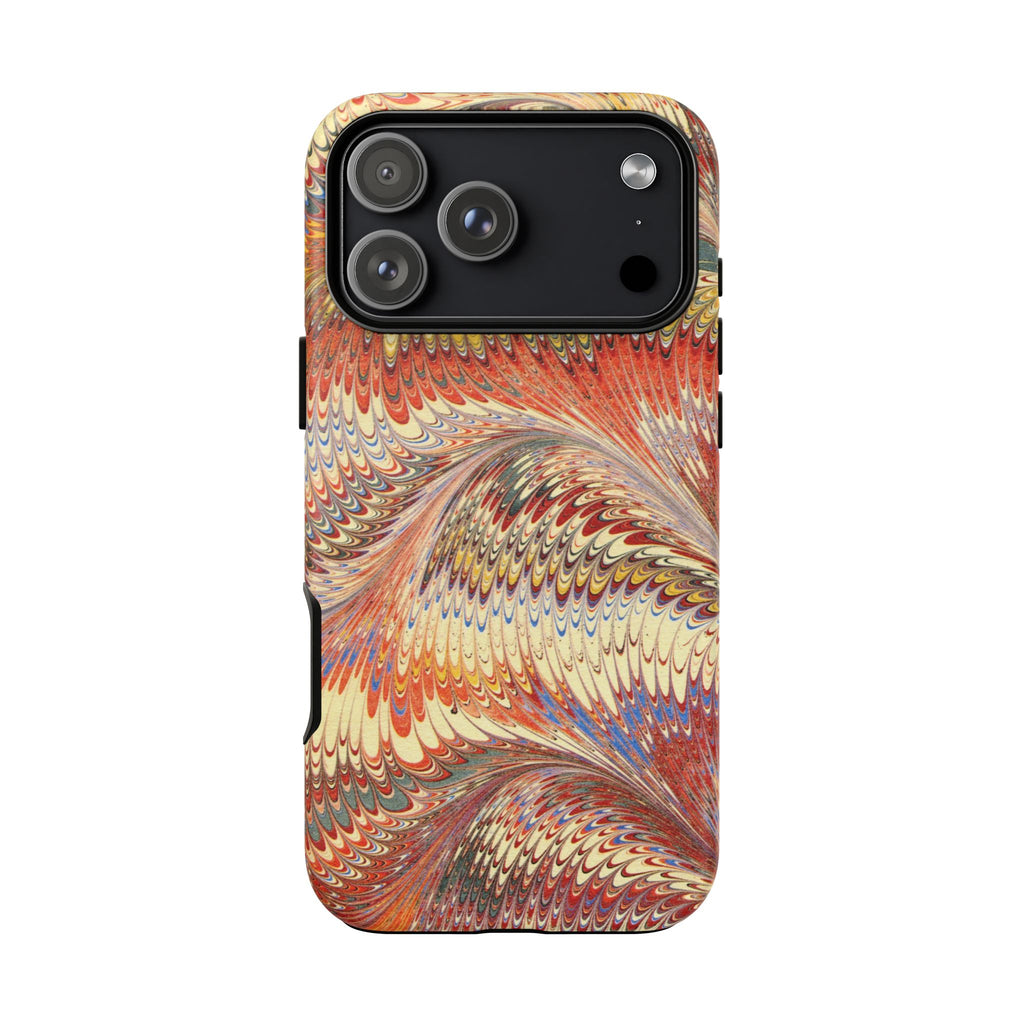 Orange, Rust, + Gold Marbled Phone Case — Dual Layer - Tough Protective Phone Cover