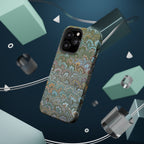 Green, Blue, + White Marbled Peacock - Dual Layer MAG SAFE Phone Case
