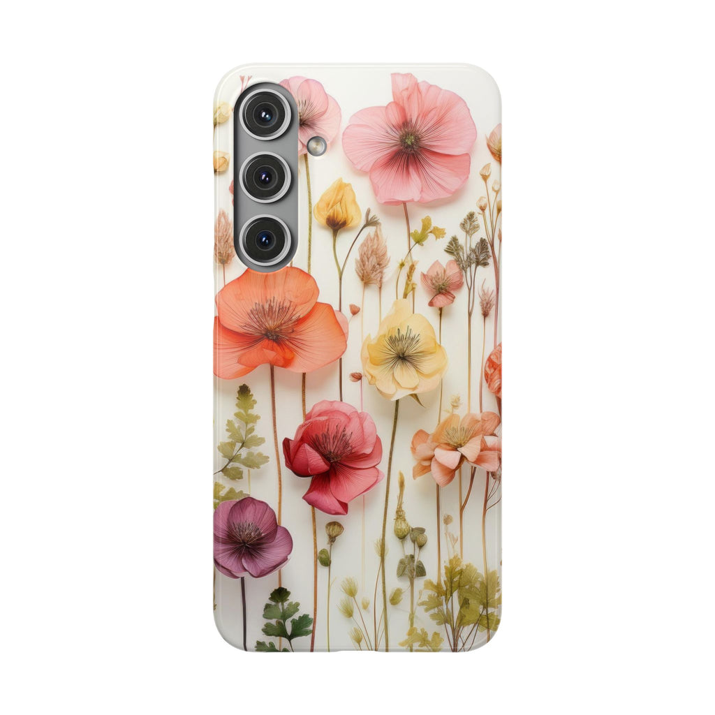 Pink Floral Pressed Flowers - Slim Case