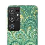 Marbled Feather Green Swirl - Single Layer Slim Phone Case