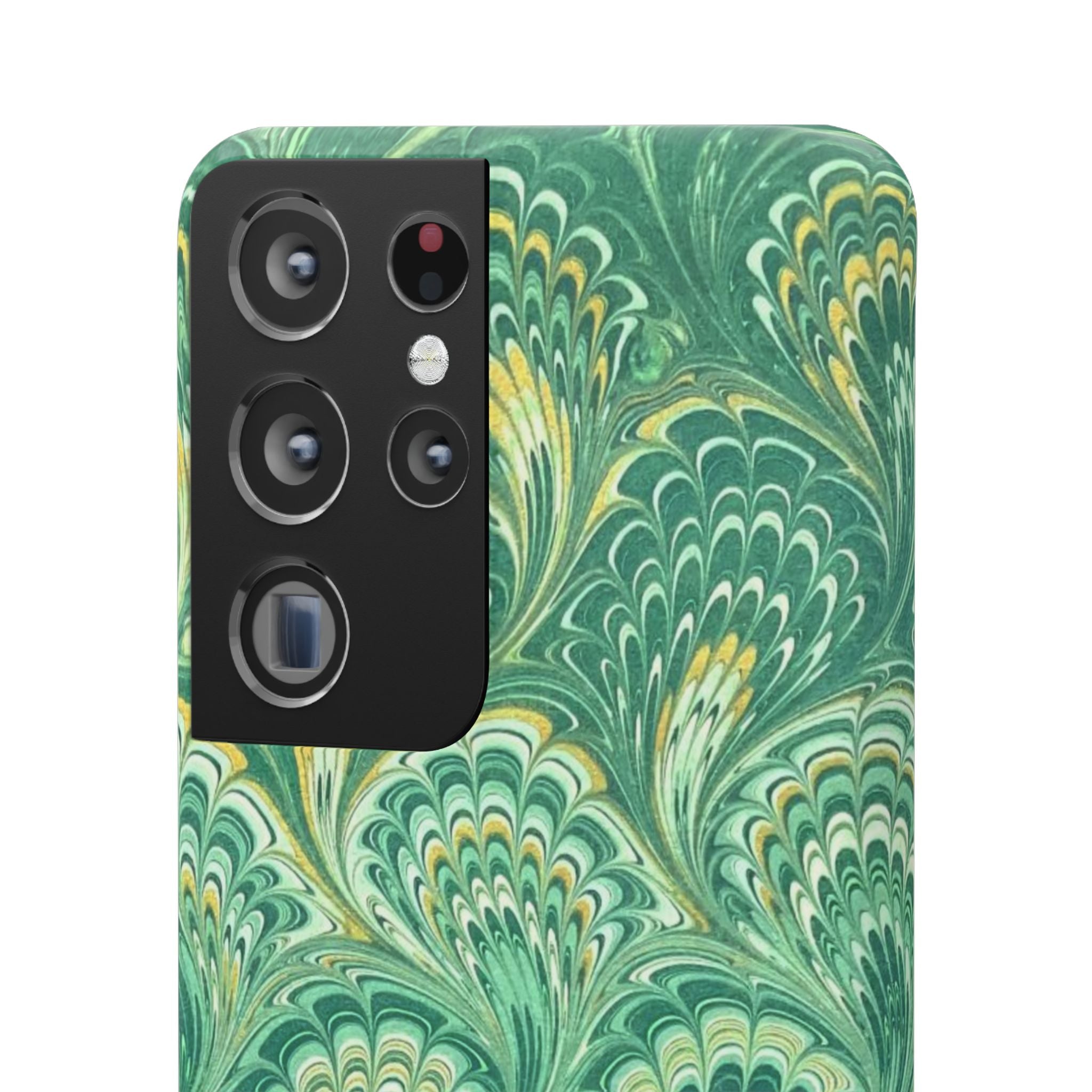 Marbled Feather Green Swirl - Single Layer Slim Phone Case