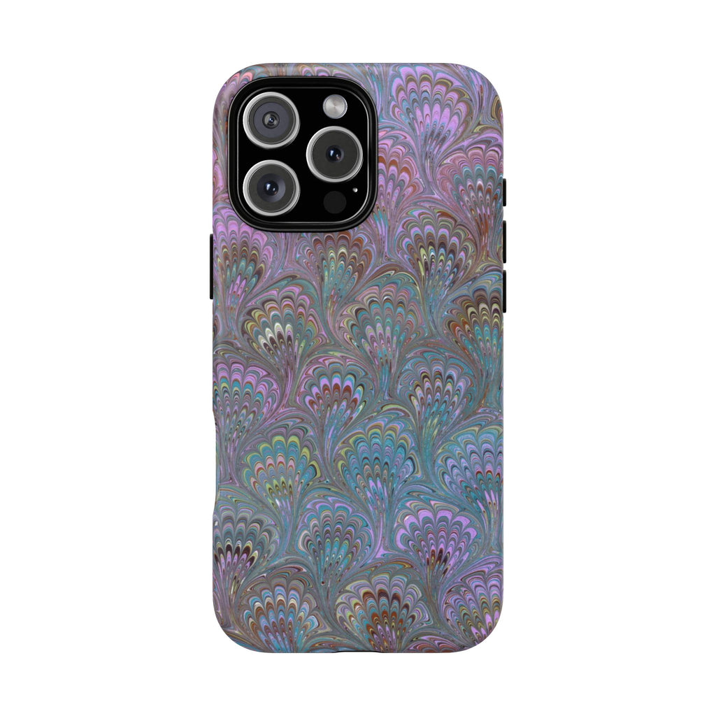 Lavender Marbled Peacock Durable Phone Case - Matte or Glossy