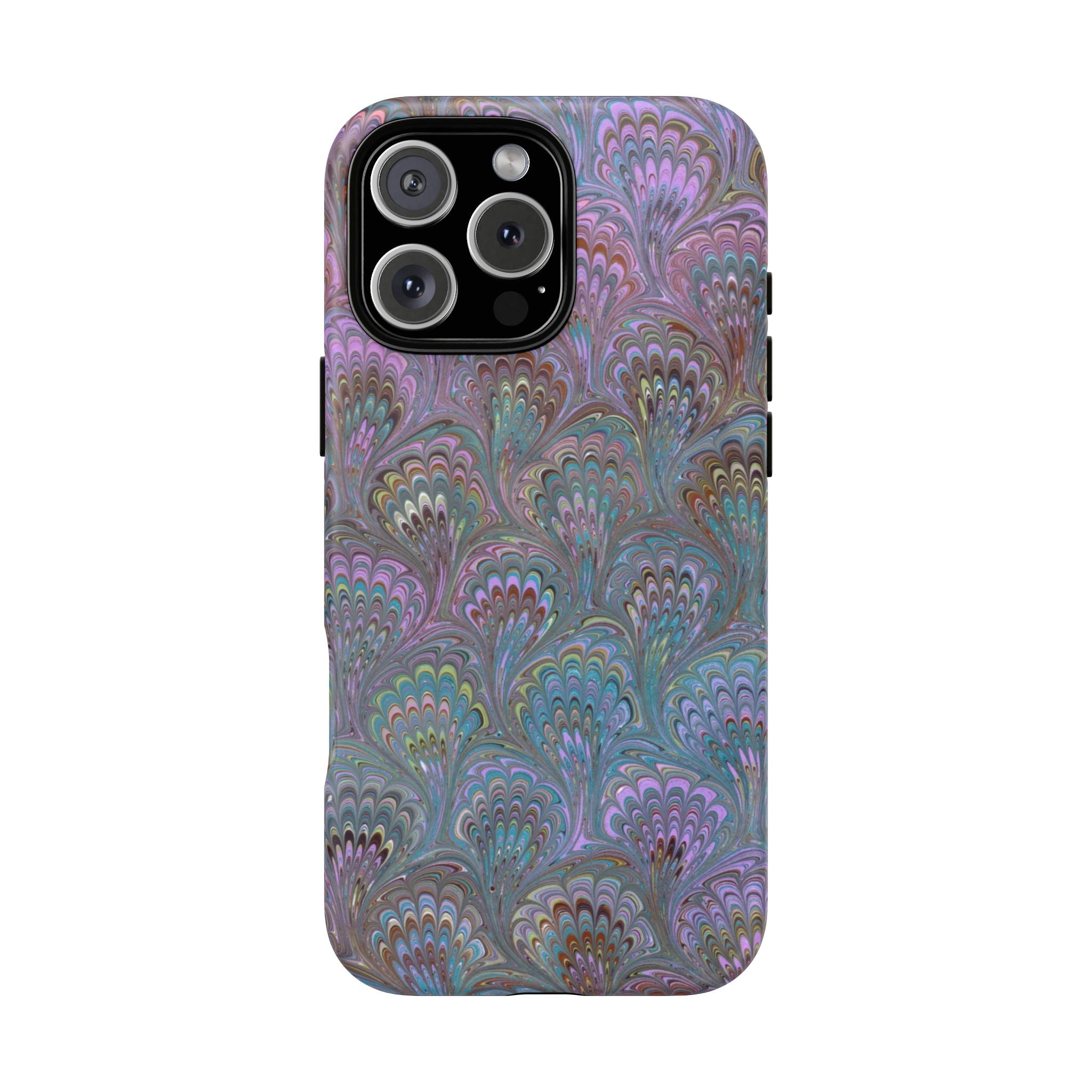 Lavender Marbled Peacock Durable Phone Case - Matte or Glossy