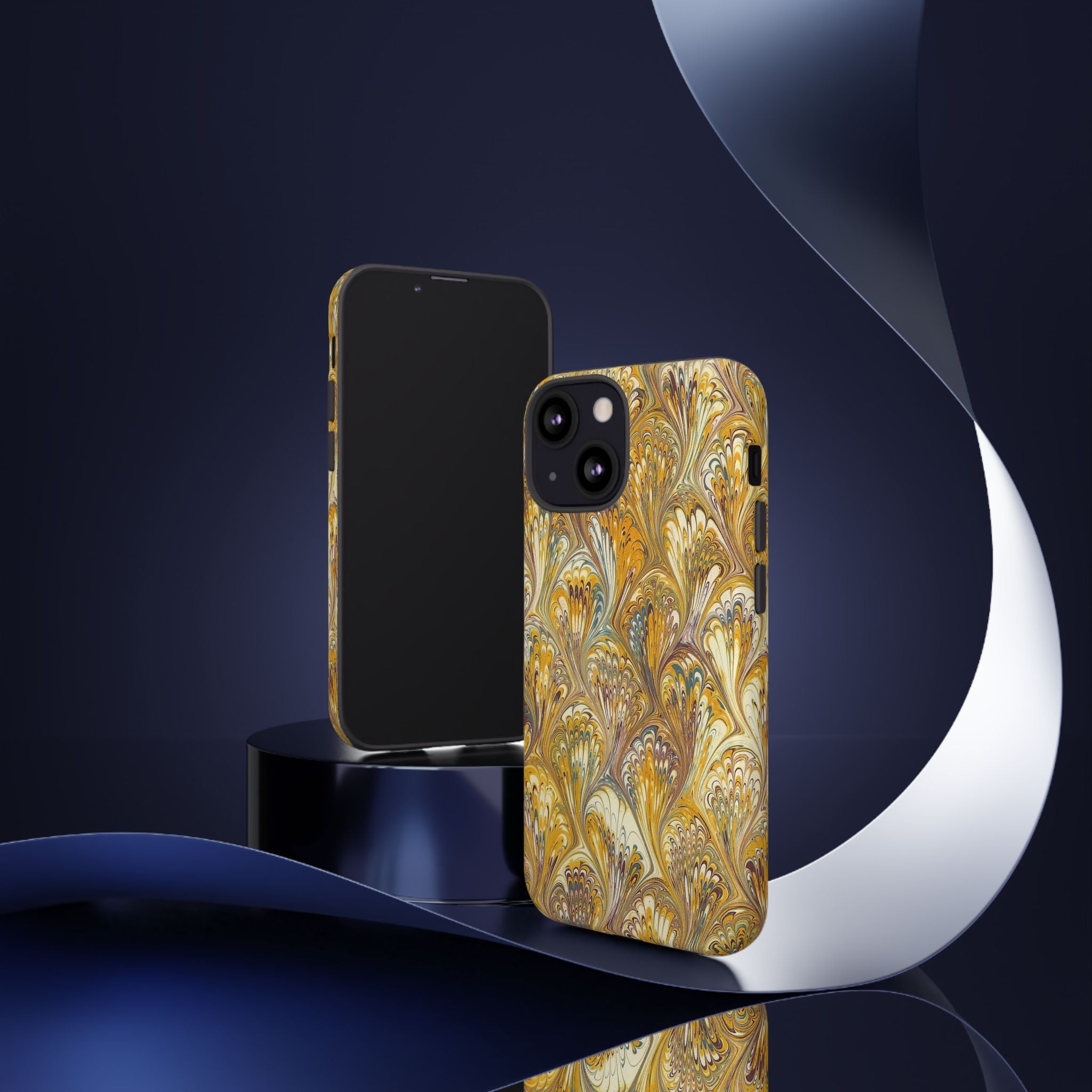 Golden Yellow Marbled Italian Phone Case - Dual Layer - Matte or Glossy