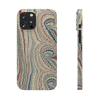 Italian Vintage Marbled Paper Design on iPhone Cases, Artistic Protection for Your Device in Elegant Beige, Blue, Burgundy