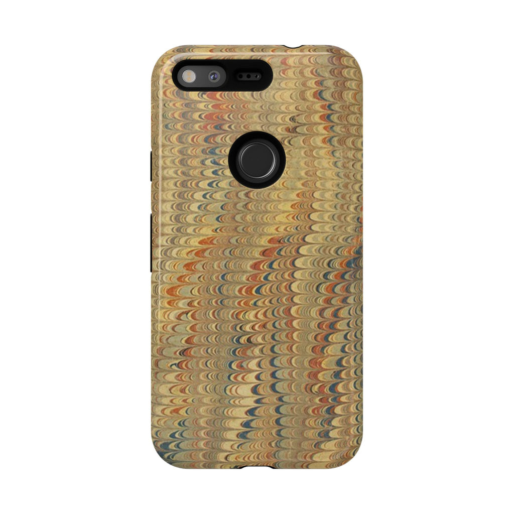 Beige and Blue Marbled Durable Phone Case - Dual Layer - Matte or Glossy