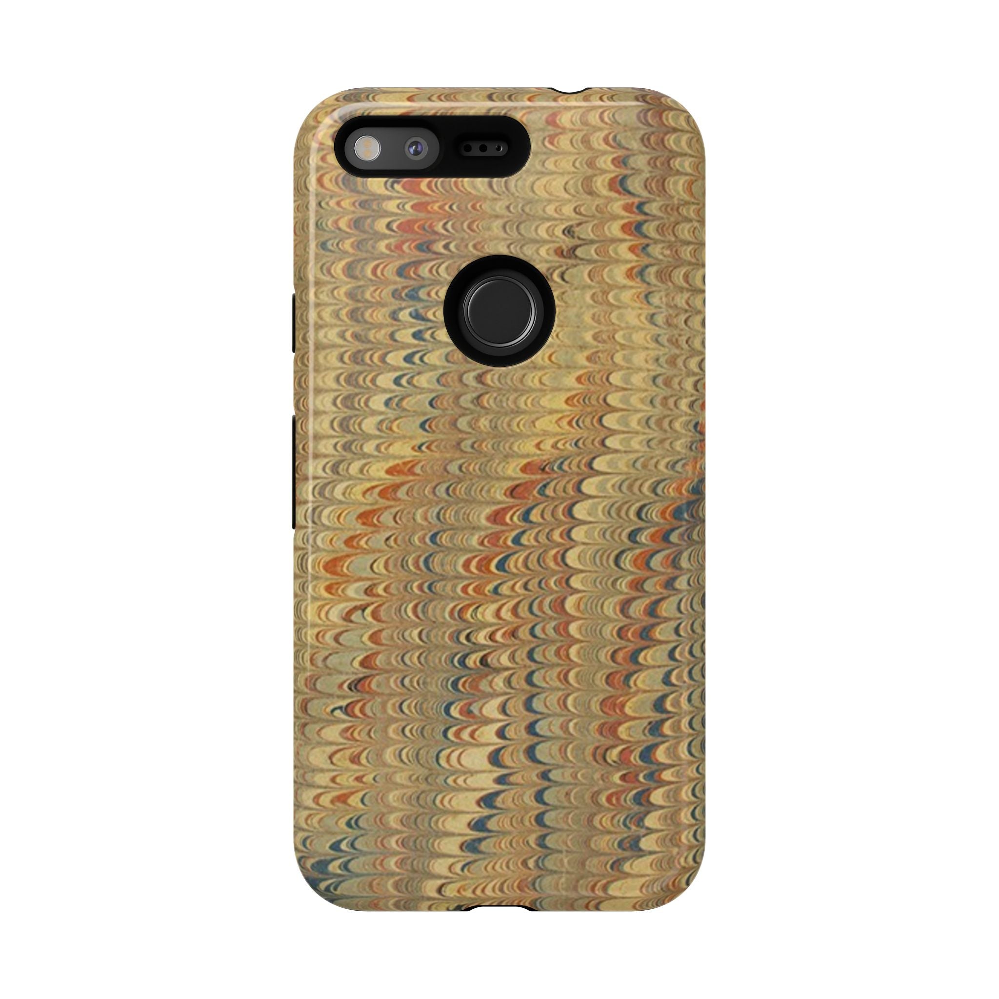 Beige and Blue Marbled Durable Phone Case - Dual Layer - Matte or Glossy