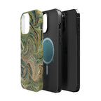 Green Pastel Italian Marble Design Magnetic MAG SAFE High Impact iPhone Cases