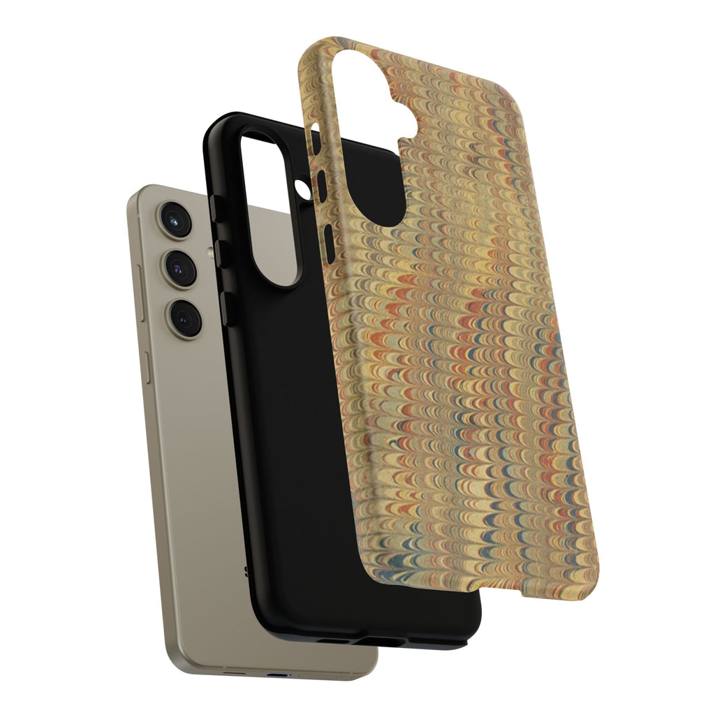 Beige and Blue Marbled Durable Phone Case - Dual Layer - Matte or Glossy