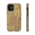 Beige and Blue Marbled Durable Phone Case - Dual Layer - Matte or Glossy