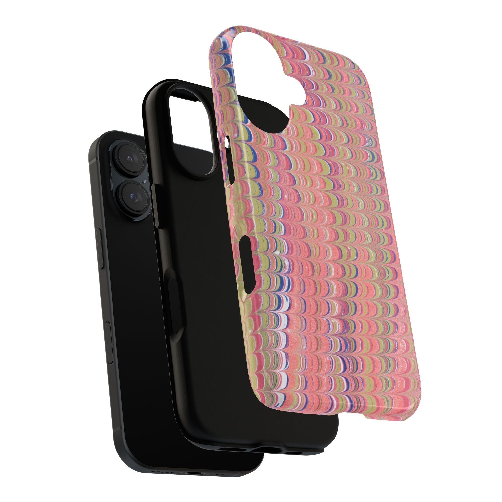 Pink Pastels Feather Marbled Vintage Design iPhone 16 + Samsung + Apple + Google - all models