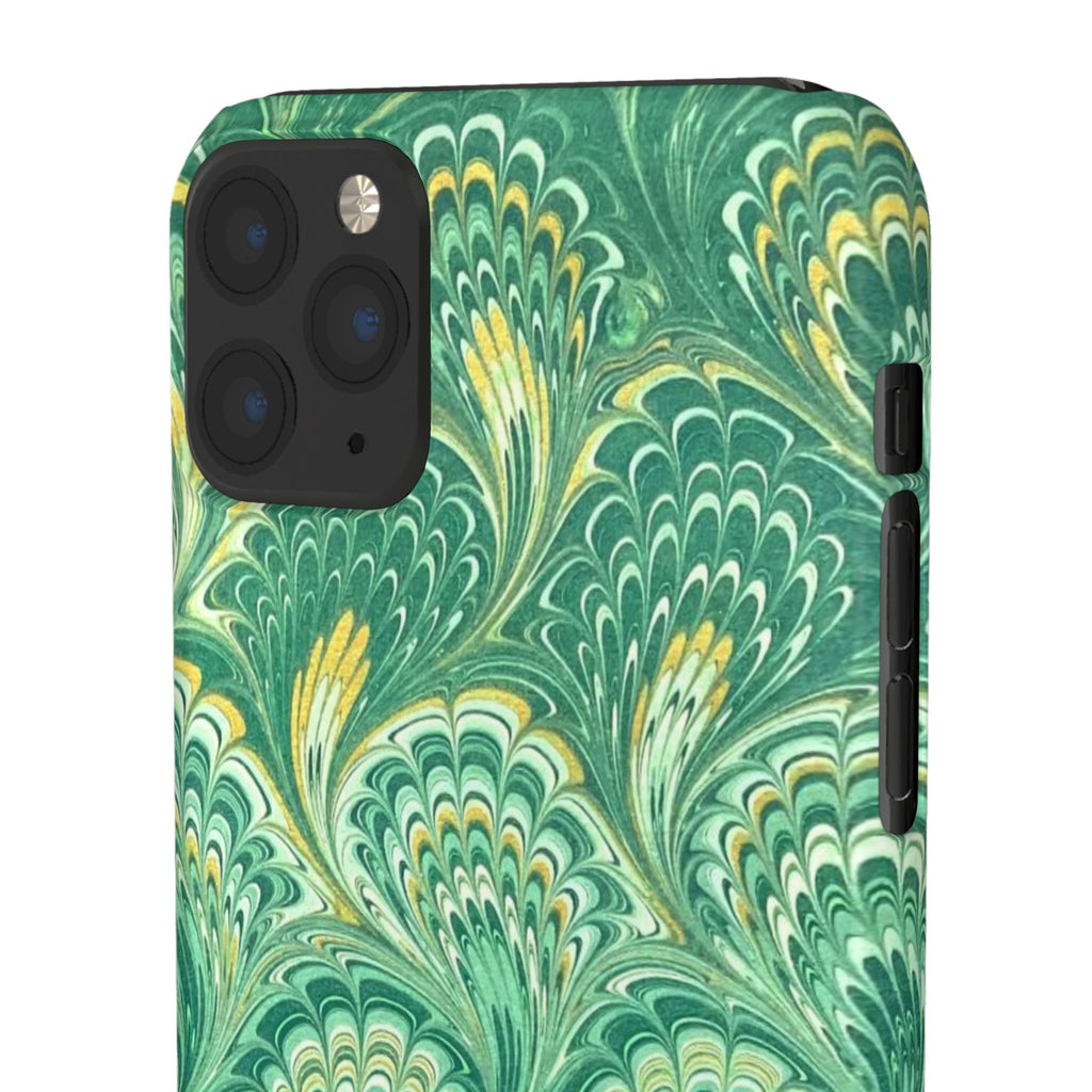 Marbled Feather Green Swirl - Single Layer Slim Phone Case