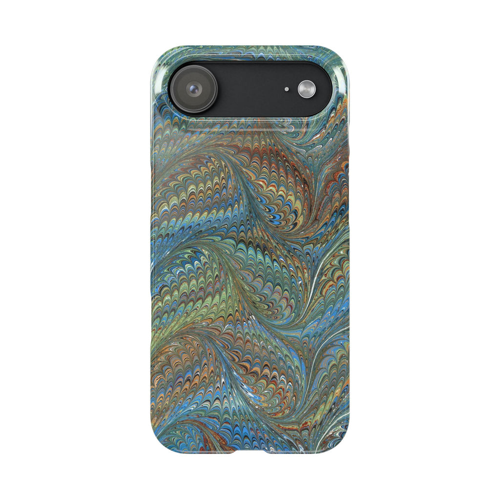 Blue and Green Swirl - Single Layer Glossy Phone Case
