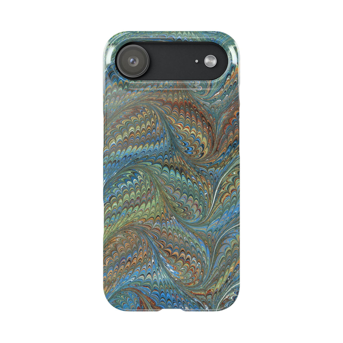 Blue and Green Swirl - Single Layer Glossy Phone Case