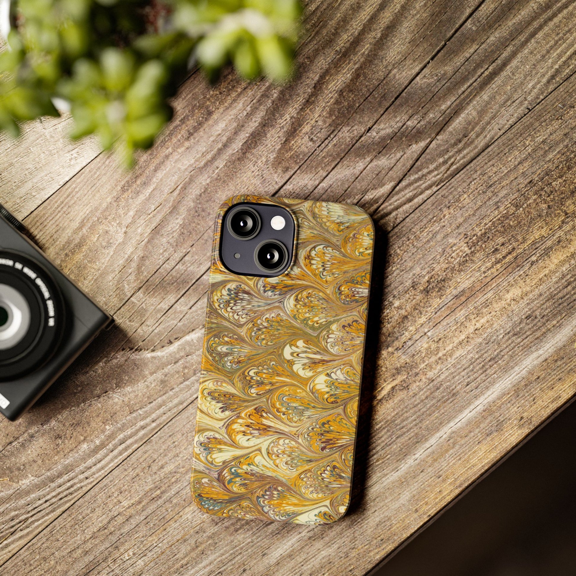 Golden Yellow Italian Marbled Designed, Slim Phone Cases, Case-Mate