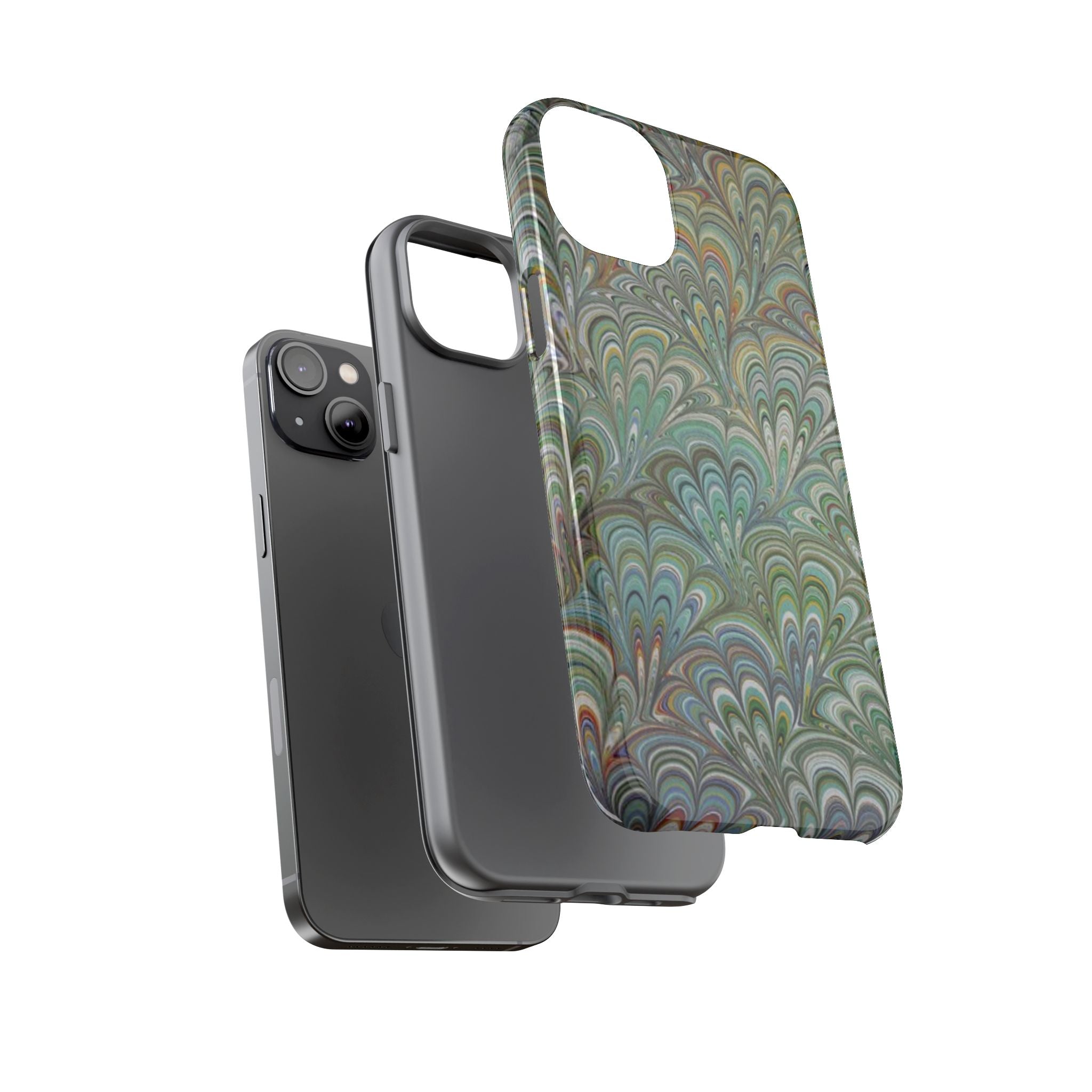 Green Peacock Marbled Phone Case — "Tough Cases" Ultra-Tough Protective Cover