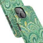 Marbled Feather Green Swirl - Single Layer Slim Phone Case