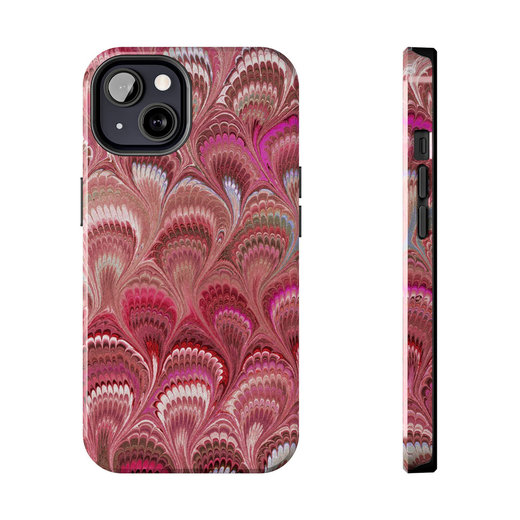 Pink Peacock Marble Italian Tough Phone Case — Durable Marbled Phone Case
